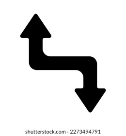 Black arrow pointing up and down vector. Closed arrow in two directions. Black trendy arrow vector.