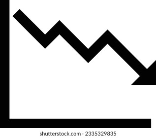 Black arrow pointing downwards showing crisis . Vector illustration icon