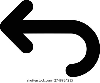 A black arrow pointing to the left with a curved tail at the end
