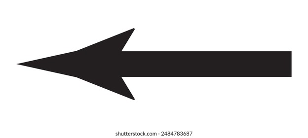 Black arrow pointing left. long arrow vector icon.