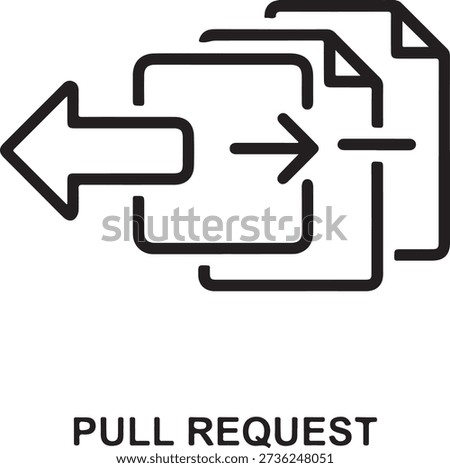 Black arrow pointing left towards stacked documents left arrow right arrow file