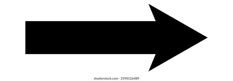 A black arrow pointing right.  Bold  long arrow. Vector illustration. Long arrow icon. long arrow vector. flat style   symbol