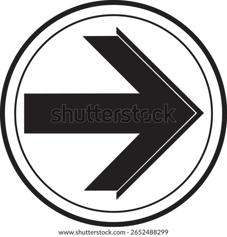 Black arrow pointing right inside a double lined circle isolated on transparent background	