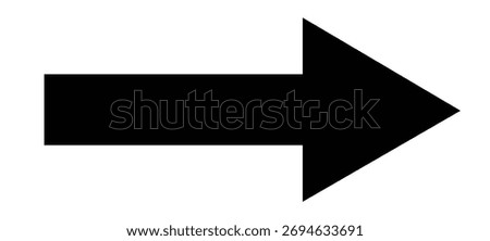 A black arrow pointing to the right isolated on white background, indicating direction, navigation, or a forward movement in a simple and clean design