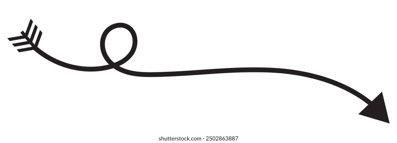 Black arrow pointing right. Long arrow vector isolated. Arrow shape element.