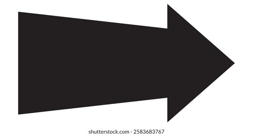Black arrow pointing right on white background. Long arrow icon vector illustration.  Black large Bold long arrow icon.  Black long arrow isolated on a white background.