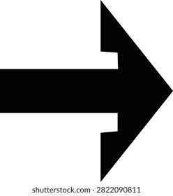 Black arrow pointing right on white background indicating direction with straightforward, presentation, illustration, infographic, navigation, interface, triangle, geometry, progress, continue, symbol
