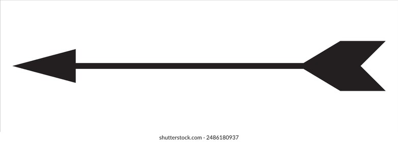 Una flecha negra apuntando a la izquierda . La flecha es larga y delgada. Es el único objeto en la Imagen .