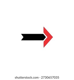 A black arrow pointing right with a red tip on a simple background viewed directly