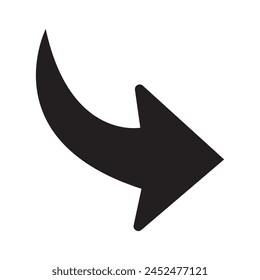 Black arrow pointing right. Arrow shape element