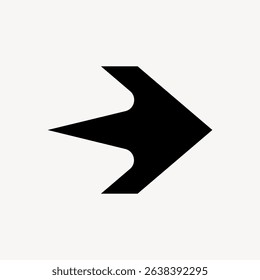 Black arrow pointing right. Simple arrow design. Bold arrow shape. Minimalist  Arrow for navigation. Directional  symbol. Minimal shape vector.