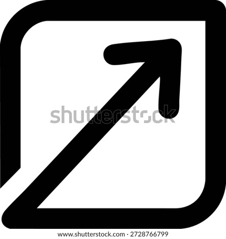 Black arrow pointing up and to the right in a square simple icon