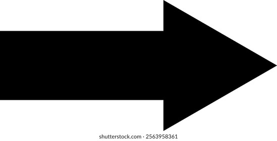 Black arrow pointing right, symbolizing direction, progress, and forward movement against a clean white background, conveying concepts of navigation, growth, and success