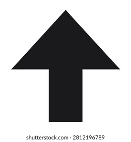 Black arrow pointing up symbol on transparent background