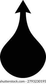 Black arrow pointing upward from bulbous shape white