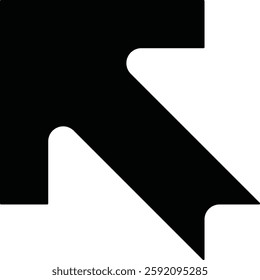 Black Arrow Pointing Upward to the Left on a White Background