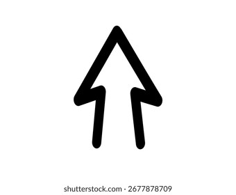 Black arrow pointing upwards isolated on transparent background
