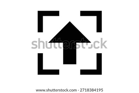 A black arrow pointing upwards surrounded by square brackets on a white background
