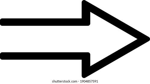 black arrow points to the right on a white background