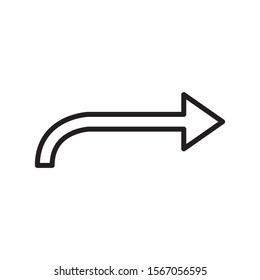 black arrow to the right. flat arrow style design icon. share button. directions with isolated white background.
