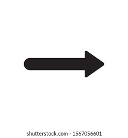 black arrow to the right. flat arrow style design icon. share button. directions with isolated white background.