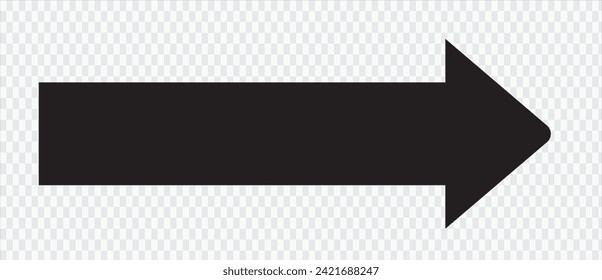 Black arrow to the right . vector, isolated. Black arrow isolated on transparency background