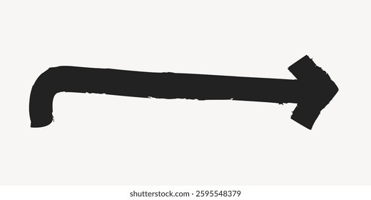 Black arrow with a rough, hand-drawn style pointing right. Simple, bold design on a light background. Perfect for navigation or direction themes. Isolated vector element.