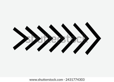 Black Arrow in a row. Arrows Black on White background. Arrows vector icons. Arrow icon. Vector illustration. Eps file 671.