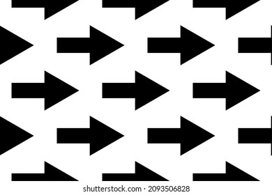 Black Arrow Seamless Pattern on White Background. Vector Eps 10