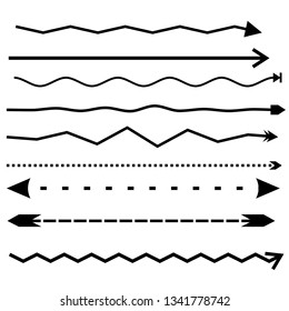 Black arrow set collection isolated on white vector design element line art