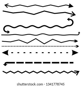 Black arrow set collection isolated on white vector design element line art