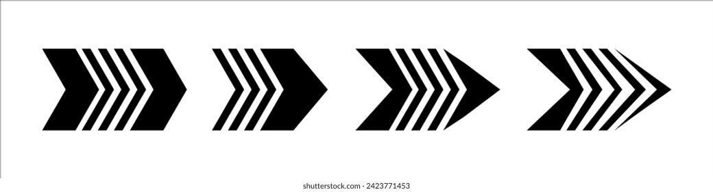 Black arrow set design. Flat black arrow set design. Arrow style vector collection.