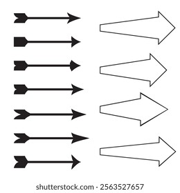 Black Arrow Set icons vector Modern simple arrow direction symbols in flat style isolated on white