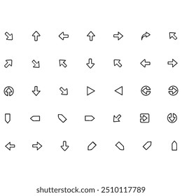Black Arrow Set on White Background. Isolated vector Arrows collection. Cursor Icon symbol. flat sign Pointers Collection. Back, Next Web Page Sign. collection cursor curve dots click. EPS file.