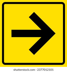 Black Arrow Sign On Square Yellow Background, Sticker, For Print, Plot, Cut