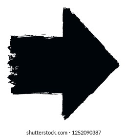Black arrow sign painted by paint brushstroke. Ink sketch drawing created in handmade technique. Quick and easy recolorable shape. Vector illustration a graphic element