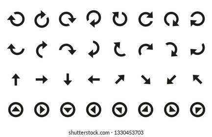 Black arrow sign and symbol on white background, Set of arrows collection. Vector illustration.