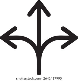 A black arrow splits into three directions: straight up, left, and right, symbolizing choices and decisions.