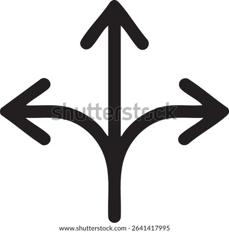 A black arrow splits into three directions: straight up, left, and right, symbolizing choices and decisions.