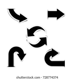 Black arrow stickers with shadows