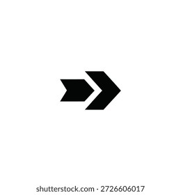 Ein schwarzes Pfeilsymbol, das auf einer weißen Hintergrundgrafik nach rechts zeigt