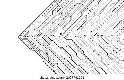 Tecnologia de seta preta circuito ciber direção geométrica em branco design moderno futurista criativo fundo vetor ilustração.