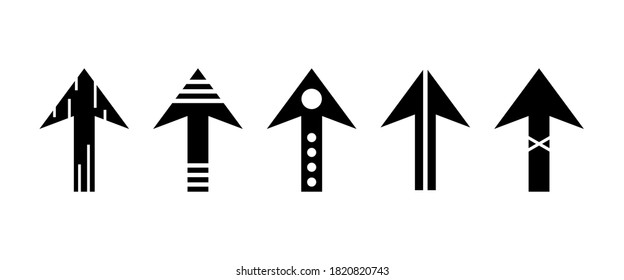 Black Arrow upward direction vector set. 
