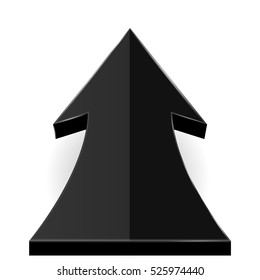 Black UP arrow. Vector 3d illustration isolated on white background
