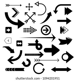 Black arrow vector icon collection on white background