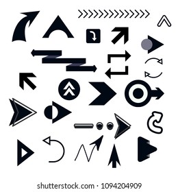 Black arrow vector icon collection on white background