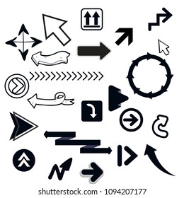 Black arrow vector icon collection on white background