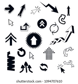 Black arrow vector icon collection on white background