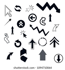 Black arrow vector icon collection on white background