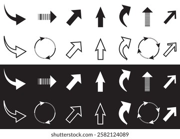 Black arrow vector icon pack – directional arrow collection